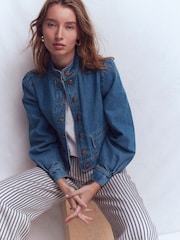 Boden Blue Topstitch Denim Jacket - Image 2 of 6