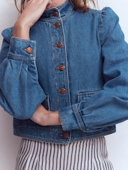 Boden Blue Topstitch Denim Jacket - Image 5 of 6