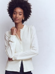 Boden Supersoft Smocked Button Top - صورة 1 من 6