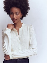 Boden Supersoft Smocked Button Top - صورة 3 من 6