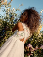 Boden Cream Tulle Cross Back Dress - Image 1 of 4