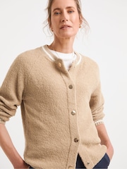 JD Williams Natural Boucle Knitted Bomber Jacket - Image 1 of 5