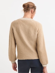 JD Williams Natural Boucle Knitted Bomber Jacket - Image 4 of 5