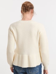 JD Williams Natural V-Neck Peplum Jumper - Image 2 of 4