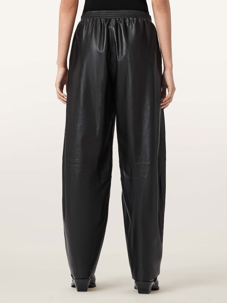 AllSaints Black Etta Barrel Leg Trousers - Image 2 of 6
