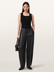 AllSaints Black Etta Barrel Leg Trousers - Image 3 of 6