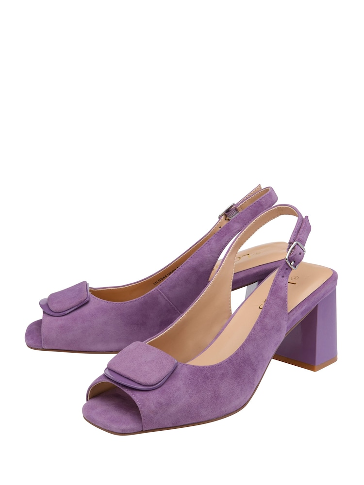 Lotus Purple Peep Toe Court Sandals - Image 2 of 4 Lotus Purple Peep Toe Court Sandals - Image 2 of 4