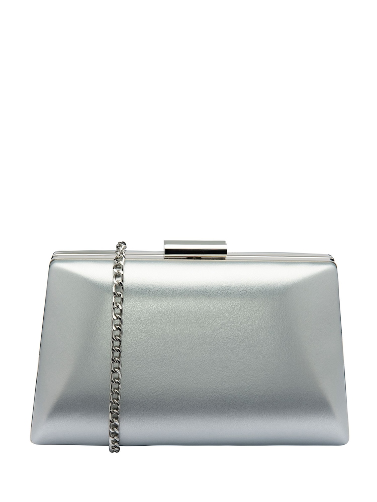 Lotus Silver Clutch Bag with Chain - Image 1 of 4