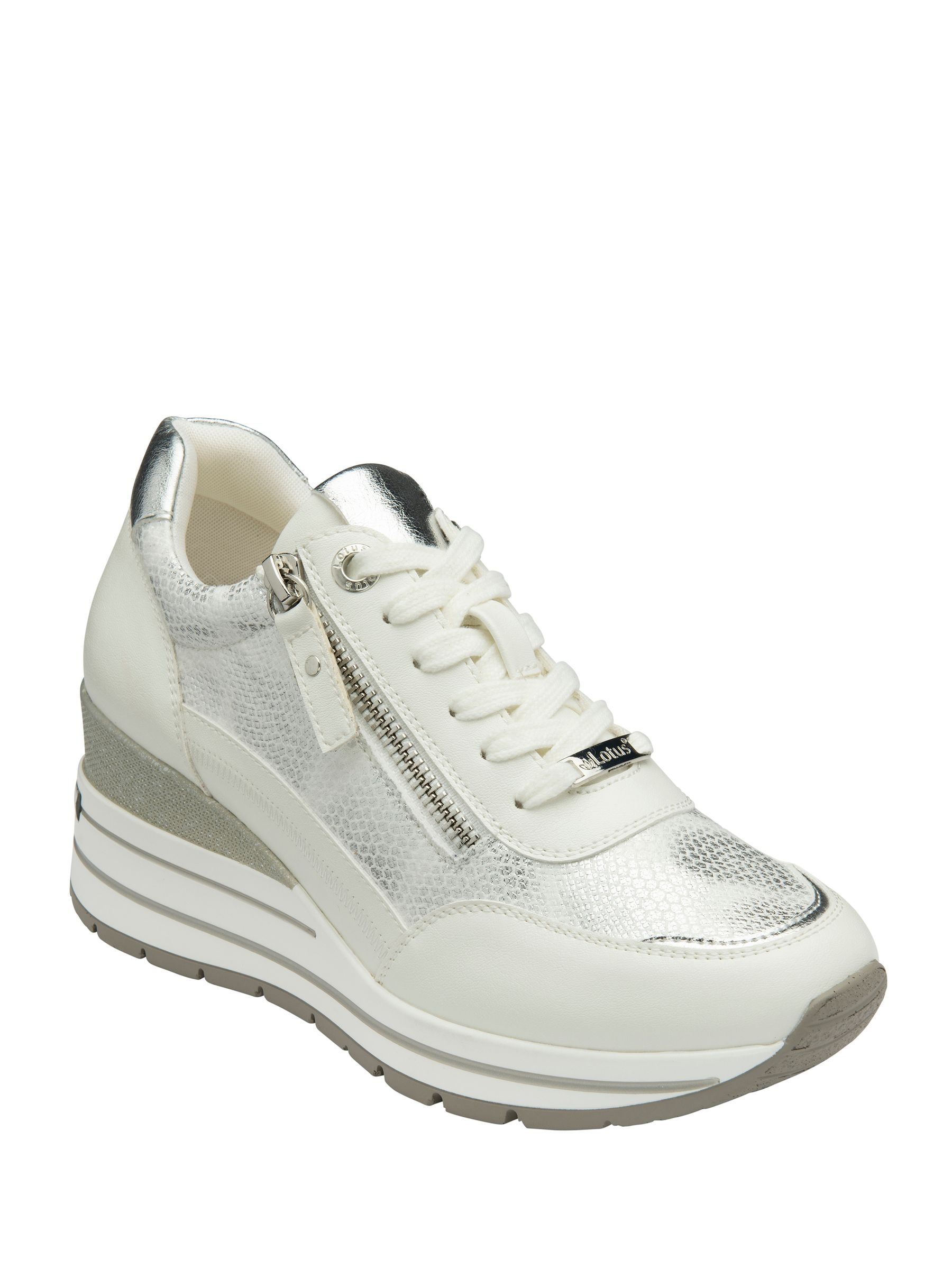 Lotus Women's White Zip-Up Trainers