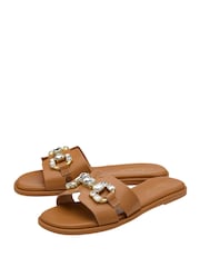 Lotus Brown Flat Mule Sandals - Image 2 of 4