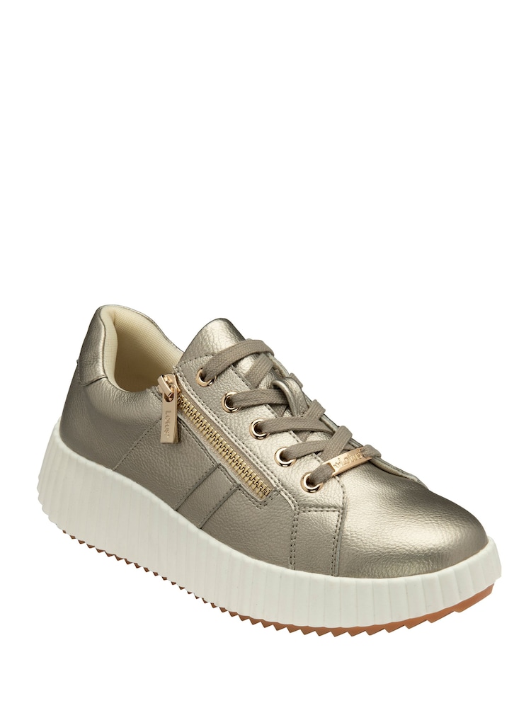 Lotus Gold Tone Zip-Up Trainers - Image 1 of 4 Lotus Gold Tone Zip-Up Trainers - Image 1 of 4