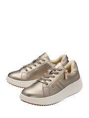 Lotus Gold Tone Zip-Up Trainers - Image 2 of 4