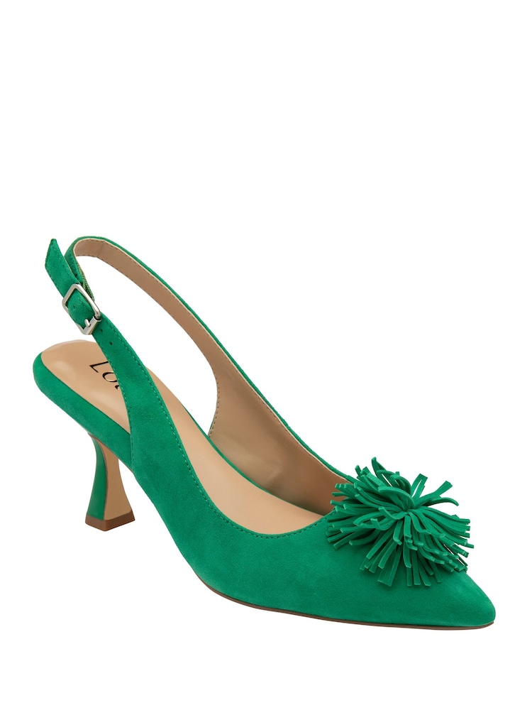 Lotus Green Suede Slingback Court Shoes - Image 1 of 4