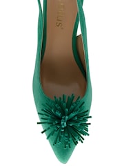 Lotus Green Suede Slingback Court Shoes - Image 4 of 4