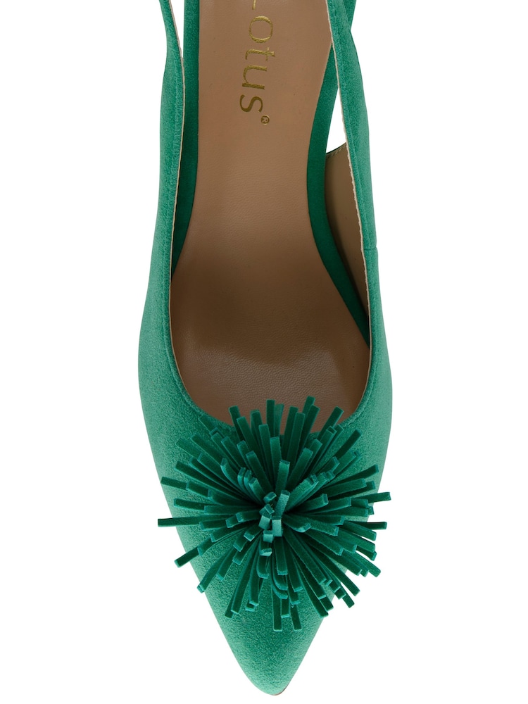 Lotus Green Suede Slingback Court Shoes - Image 4 of 4