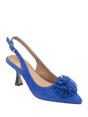 Lotus Blue Suede Slingback Court Shoes - Image 1 of 4