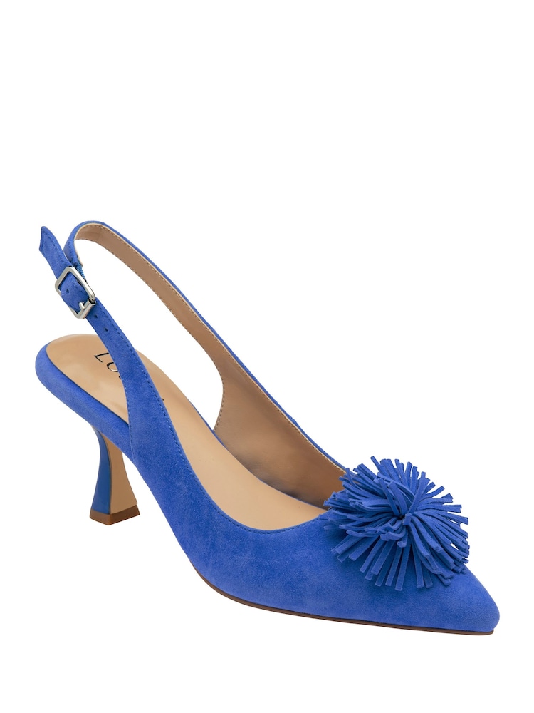 Lotus Blue Suede Slingback Court Shoes - Image 1 of 4