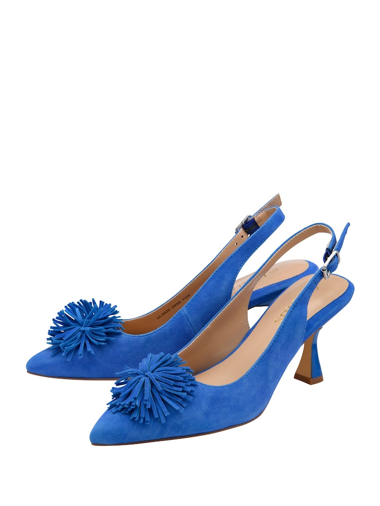 Lotus Blue Suede Slingback Court Shoes - Image 2 of 4