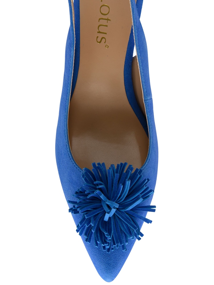Lotus Blue Suede Slingback Court Shoes - Image 4 of 4