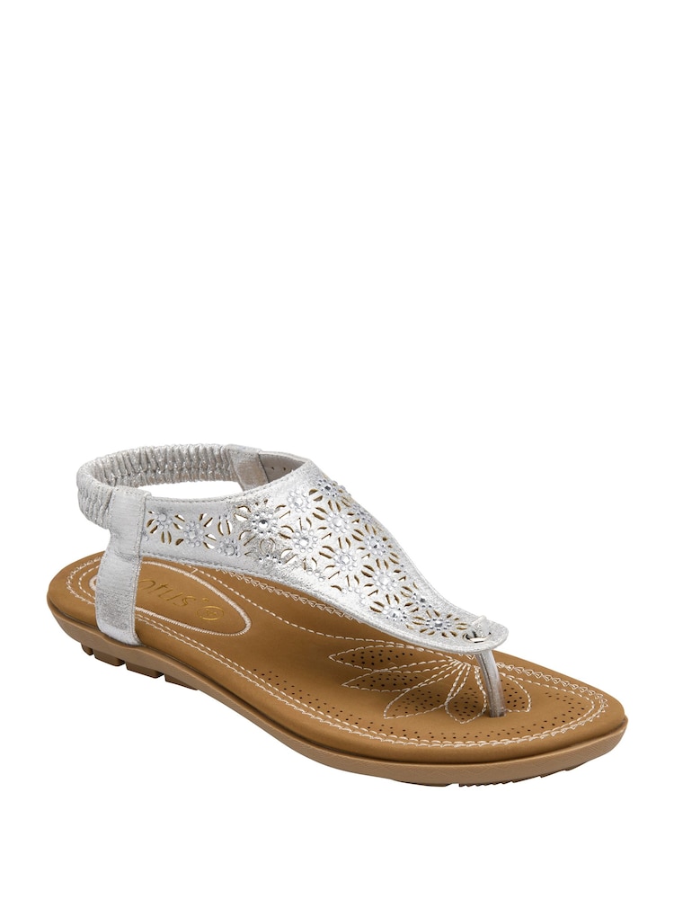 Lotus Silver Flat Toe-Post Sandals - Image 1 of 4