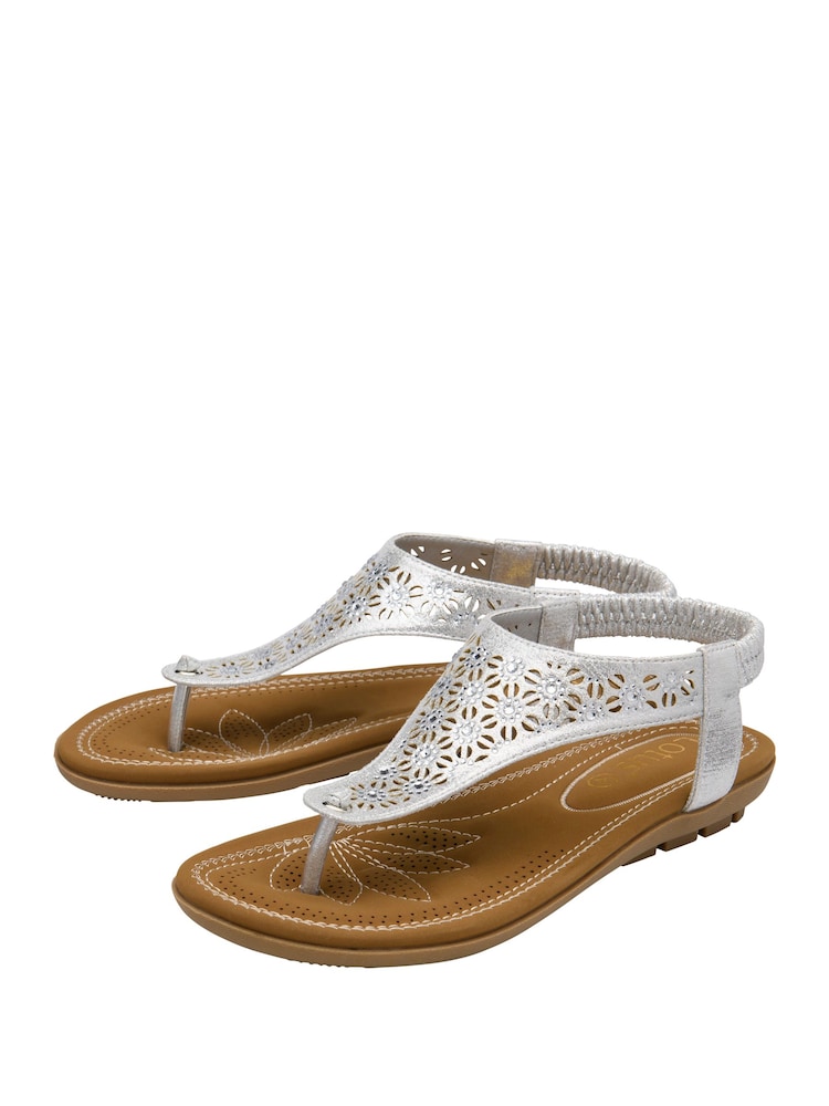 Lotus Silver Flat Toe-Post Sandals - Image 2 of 4