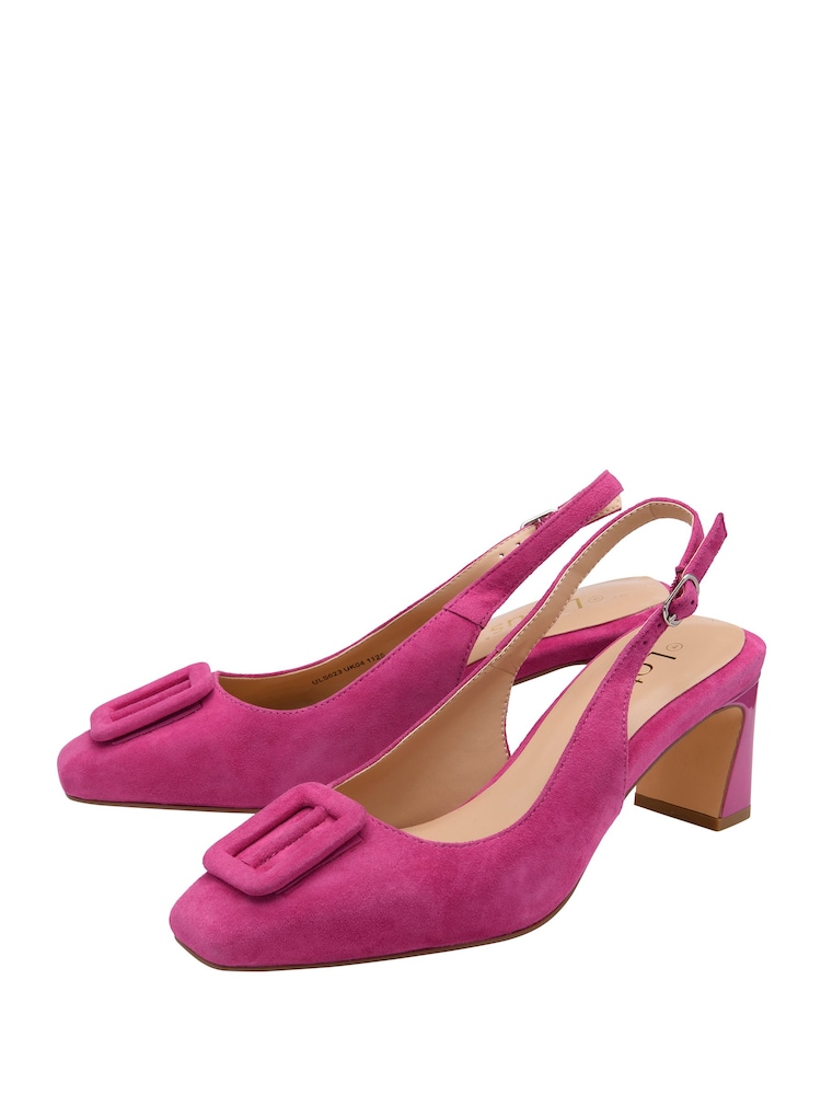 Lotus Pink Suede Slingback Shoes - Image 2 of 4