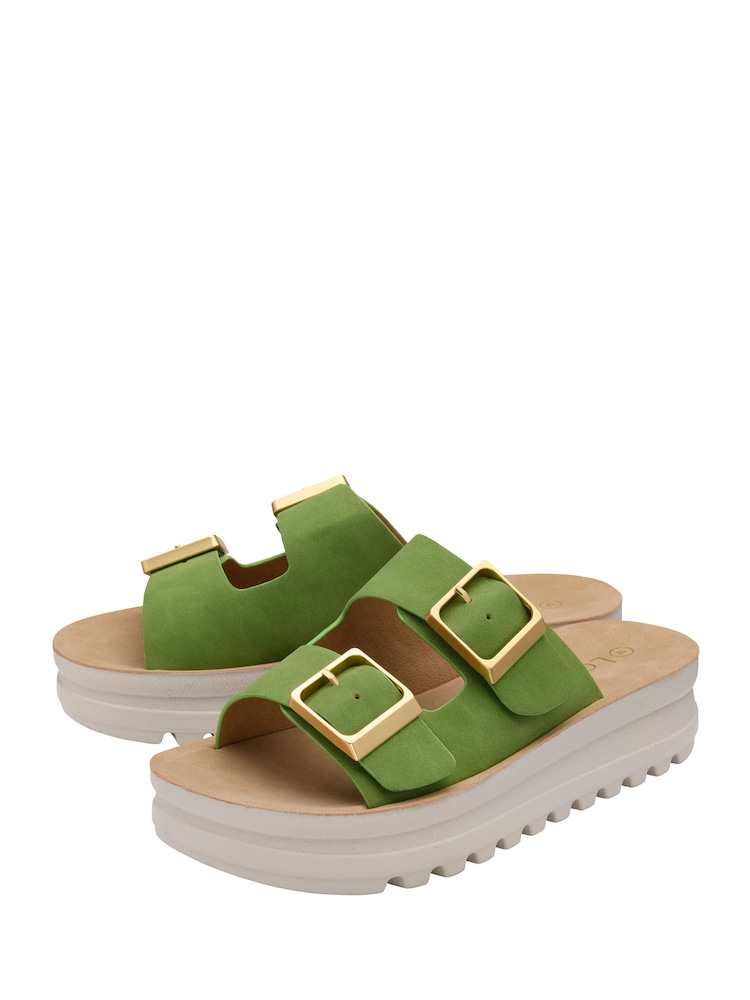 Lotus Green Flatform Mule Sandals - Image 2 of 4 Lotus Green Flatform Mule Sandals - Image 2 of 4