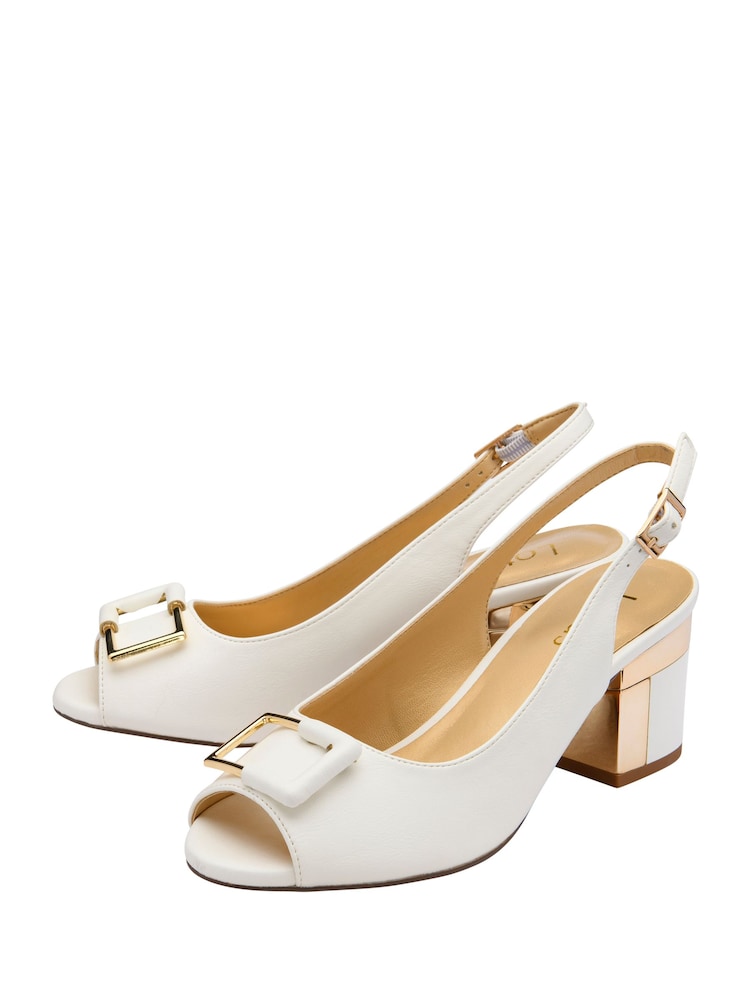 Lotus White Slingback Court Sandals - Image 2 of 4