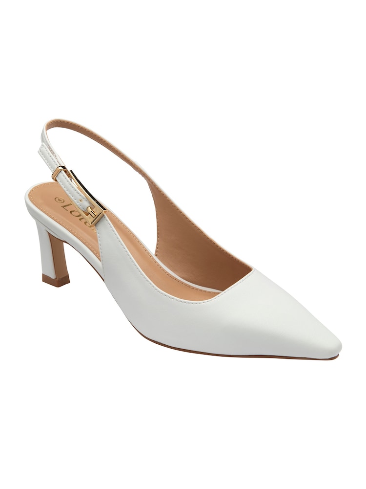 Lotus White Slingback Court Shoes - Image 1 of 4 Lotus White Slingback Court Shoes - Image 1 of 4