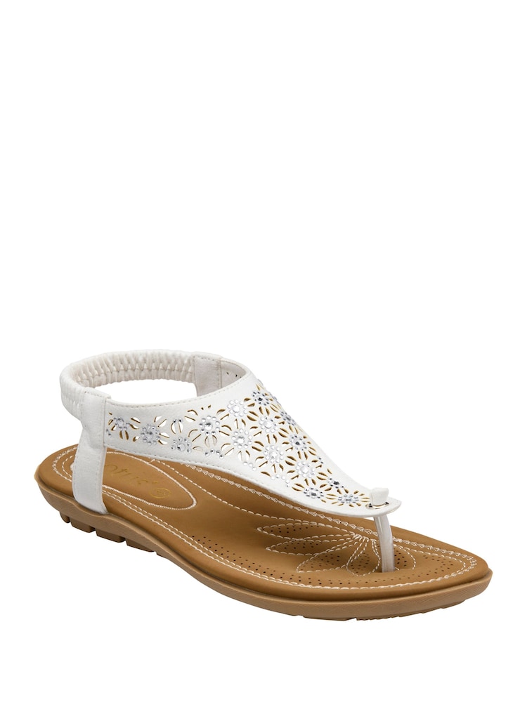 Lotus White Flat Toe-Post Sandals - Image 1 of 4