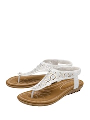 Lotus White Flat Toe-Post Sandals - Image 2 of 4