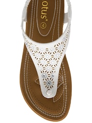 Lotus White Flat Toe-Post Sandals - Image 4 of 4