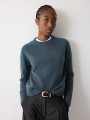 Jigsaw Blue Marl Wool Cashmere Saddle Jumper - Image 1 of 2