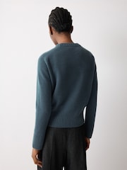Jigsaw Blue Marl Wool Cashmere Saddle Jumper - Image 4 of 6