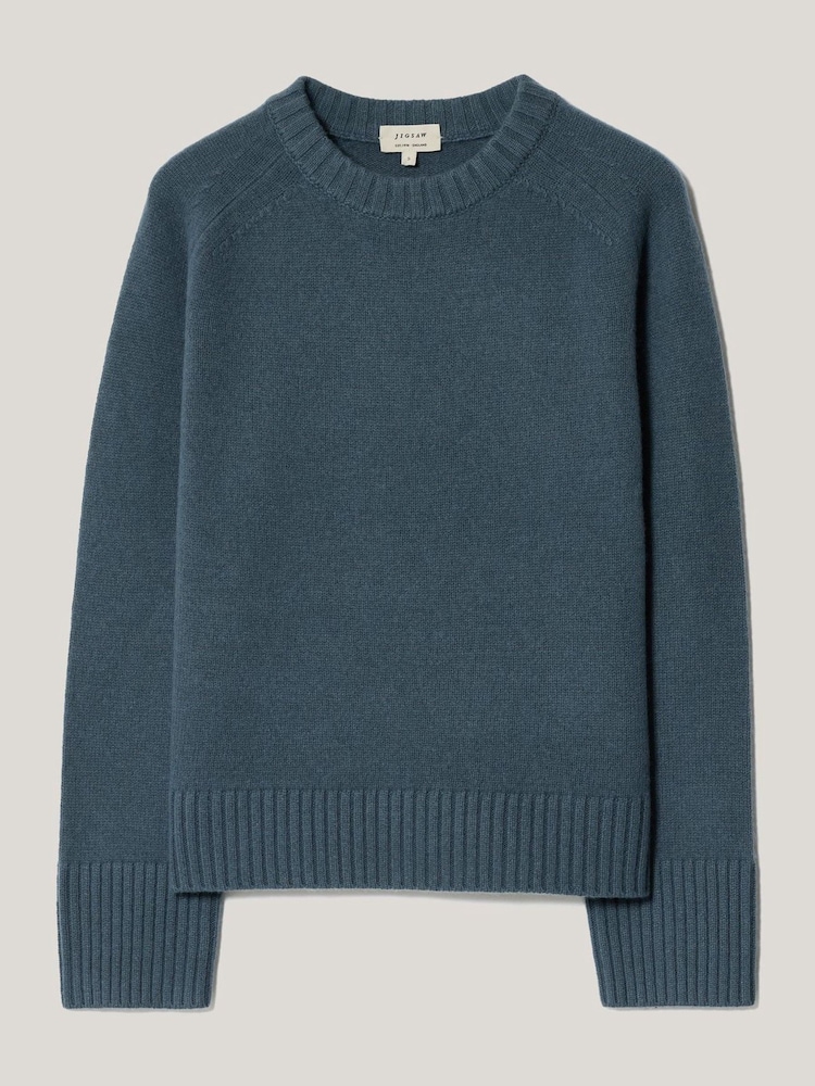 Jigsaw Blue Marl Wool Cashmere Saddle Jumper - Image 6 of 6 Jigsaw Blue Marl Wool Cashmere Saddle Jumper - Image 6 of 6