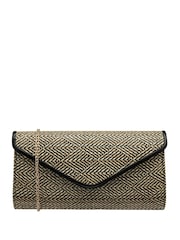 Lotus Black Clutch Bag with Chain - Image 1 of 4