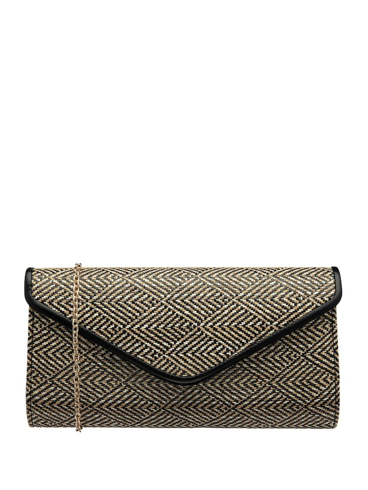 Lotus Black Clutch Bag with Chain - Image 1 of 4 Lotus Black Clutch Bag with Chain - Image 1 of 4
