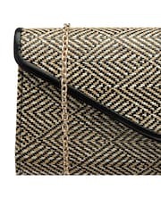 Lotus Black Clutch Bag with Chain - Image 3 of 4