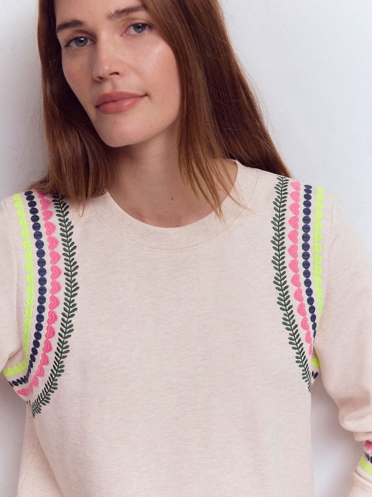 Boden Cream Hannah Embroidered Sweatshirt - Image 2 of 5