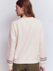 Boden Cream Hannah Embroidered Sweatshirt - Image 3 of 5