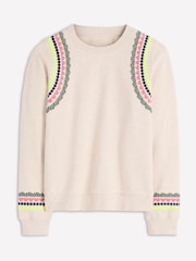 Boden Cream Hannah Embroidered Sweatshirt - Image 5 of 5