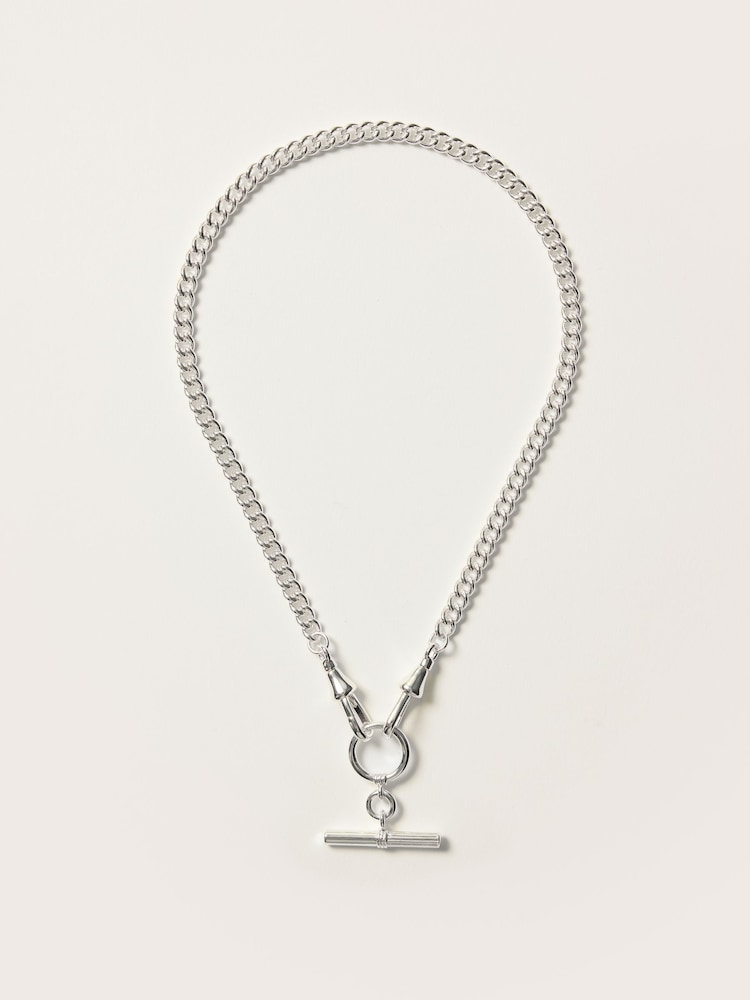 Jigsaw Silver Tone T-Bar Chain Necklace - Image 1 of 3