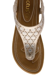 Lotus Gold Flat Toe-Post Sandals - Image 4 of 4