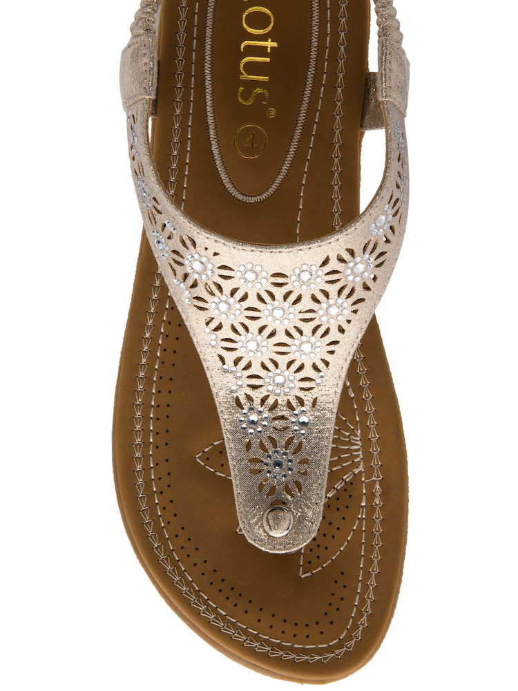Lotus Gold Flat Toe-Post Sandals - Image 4 of 4