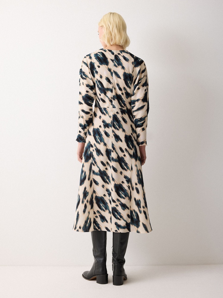 Jigsaw Cream Ikat Cowl Neck Godet Dress - Image 2 of 2