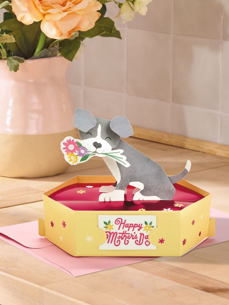 Hallmark Yellow Mother's Day Card 3D Pop-Up Cute Dog Design - Image 1 of 4