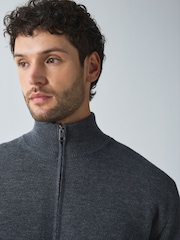 Charcoal Grey Funnel Neck Zip Up Knitted Jacket - Image 3 of 8