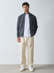 Charcoal Grey Funnel Neck Zip Up Knitted Jacket - Image 4 of 8