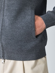 Charcoal Grey Funnel Neck Zip Up Knitted Jacket - Image 5 of 8