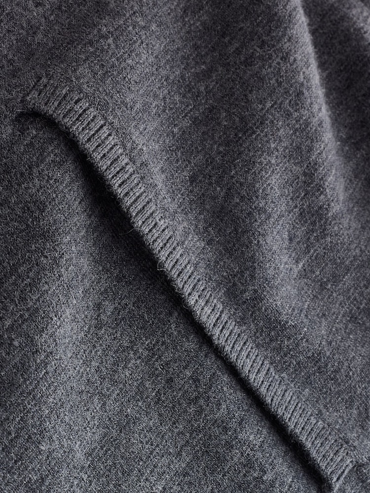 Charcoal Grey Funnel Neck Zip Up Knitted Jacket - Image 8 of 8 Charcoal Grey Funnel Neck Zip Up Knitted Jacket - Image 8 of 8